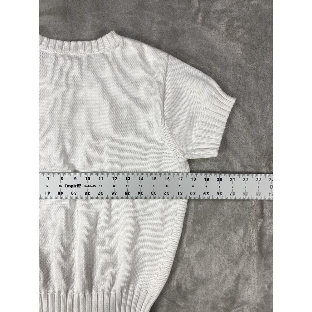 Vintage BFA Classics Sweater Shirt Womens Medium White Cottagecore Crew Neck 80s - Picture 5 of 7